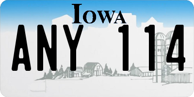 IA license plate ANY114