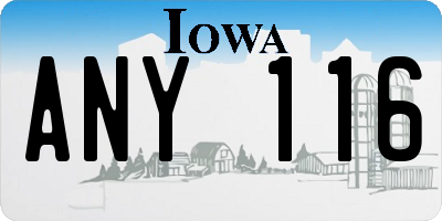 IA license plate ANY116