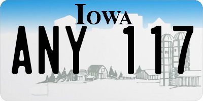 IA license plate ANY117