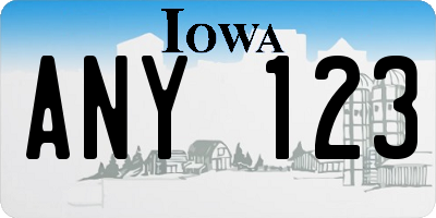 IA license plate ANY123
