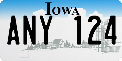 IA license plate ANY124