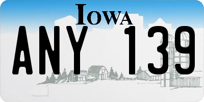 IA license plate ANY139