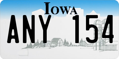 IA license plate ANY154