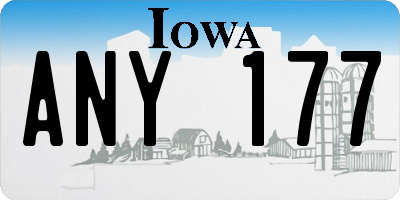 IA license plate ANY177