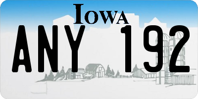 IA license plate ANY192