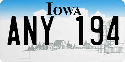 IA license plate ANY194
