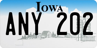 IA license plate ANY202