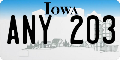 IA license plate ANY203