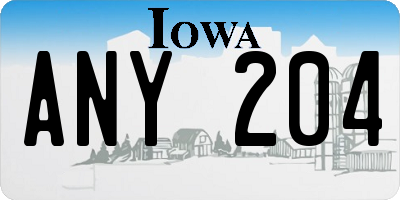 IA license plate ANY204