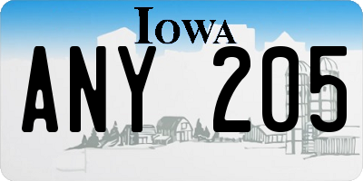 IA license plate ANY205