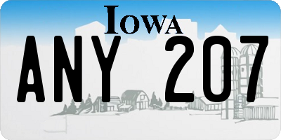 IA license plate ANY207