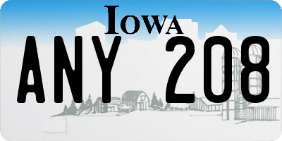 IA license plate ANY208