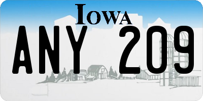IA license plate ANY209