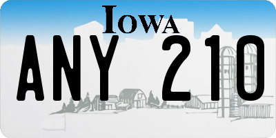 IA license plate ANY210