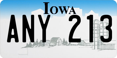 IA license plate ANY213
