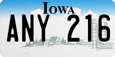IA license plate ANY216