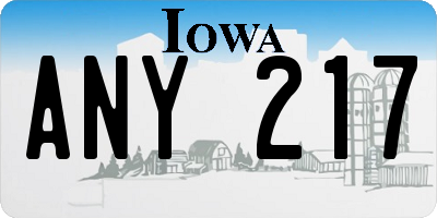 IA license plate ANY217