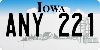 IA license plate ANY221