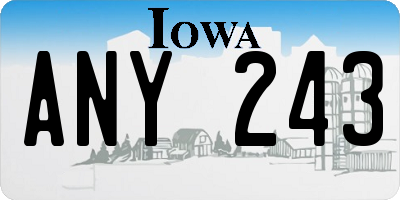 IA license plate ANY243