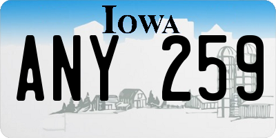 IA license plate ANY259