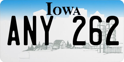 IA license plate ANY262