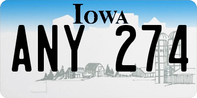 IA license plate ANY274