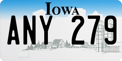 IA license plate ANY279