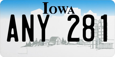 IA license plate ANY281