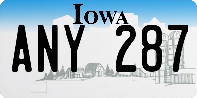 IA license plate ANY287
