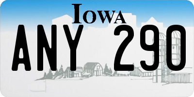 IA license plate ANY290