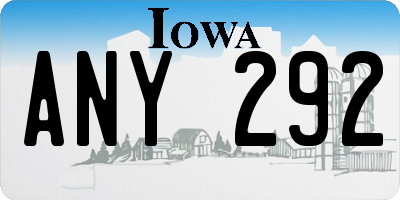 IA license plate ANY292