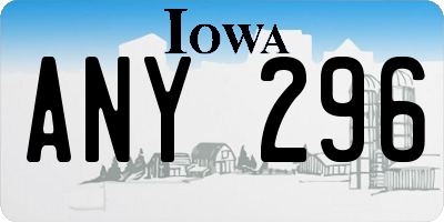 IA license plate ANY296