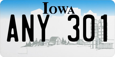 IA license plate ANY301