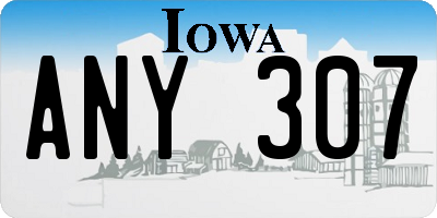 IA license plate ANY307