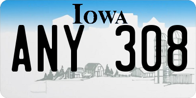 IA license plate ANY308