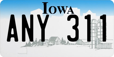 IA license plate ANY311