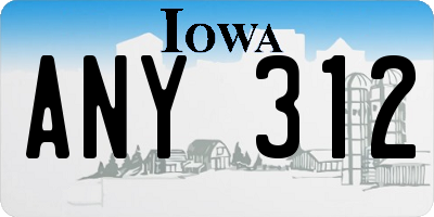 IA license plate ANY312
