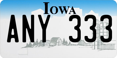 IA license plate ANY333
