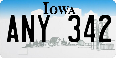 IA license plate ANY342