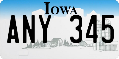 IA license plate ANY345
