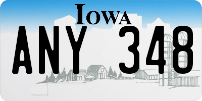 IA license plate ANY348