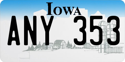 IA license plate ANY353