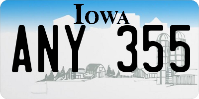 IA license plate ANY355