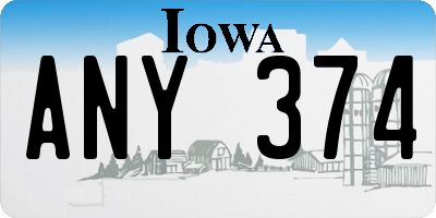 IA license plate ANY374