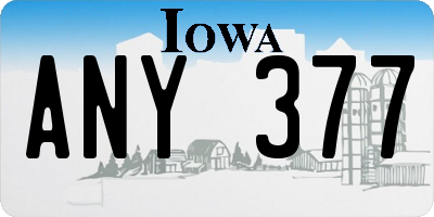 IA license plate ANY377