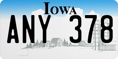 IA license plate ANY378