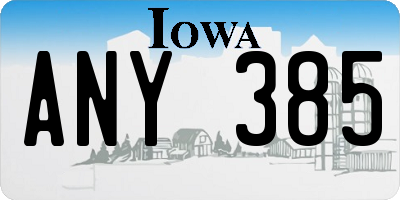 IA license plate ANY385