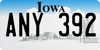 IA license plate ANY392
