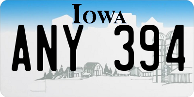 IA license plate ANY394