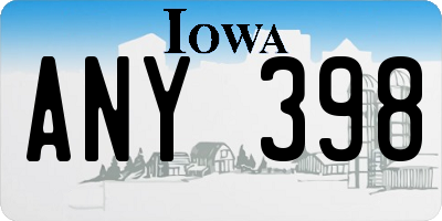 IA license plate ANY398